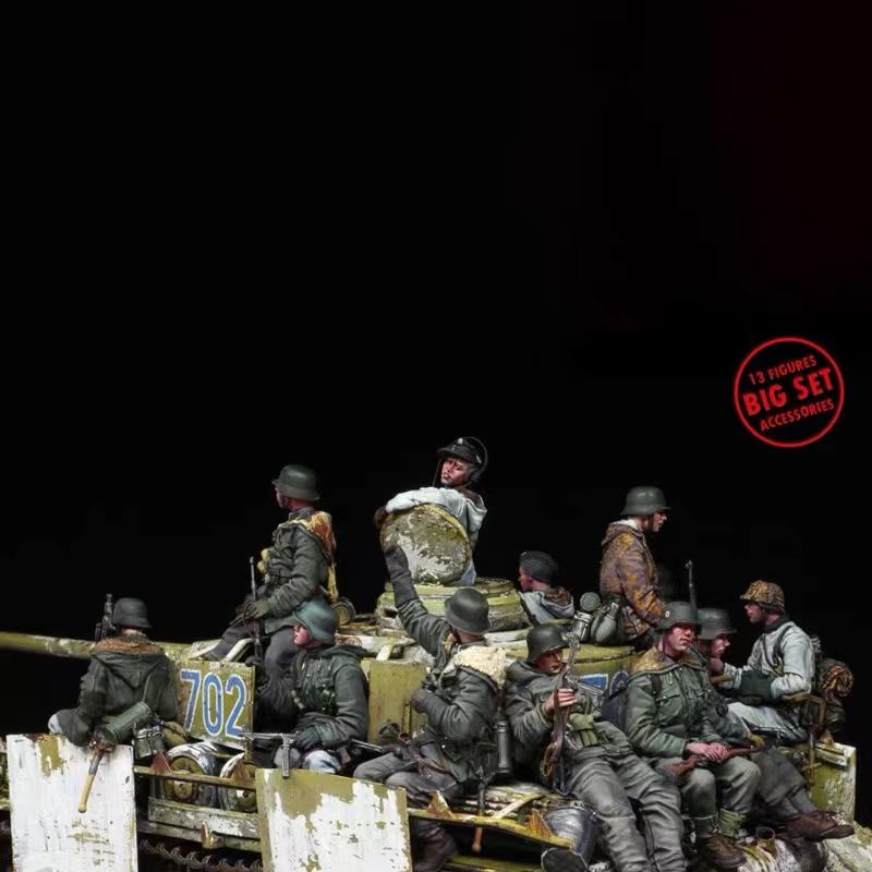 Смоляная фигурка 1/35, неокрашенный набор-модель, военная тематика Второй мировой войны, (13 солдат, никаких танков) Несобранный и неокрашенный GK,