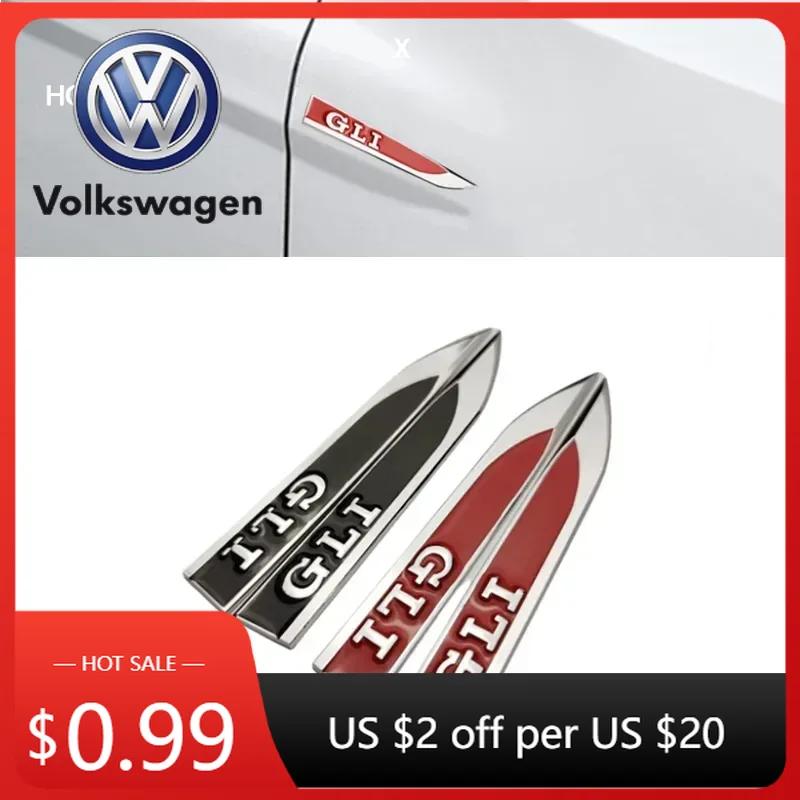 OPQ1 2026 Hot VOLKSWAGEN 1Pairs 3D Metal Car GLI Logo Letters Front Side Fender Badge Emblem Sticker For VW Sagitar Jetta GLI MK5 MK7