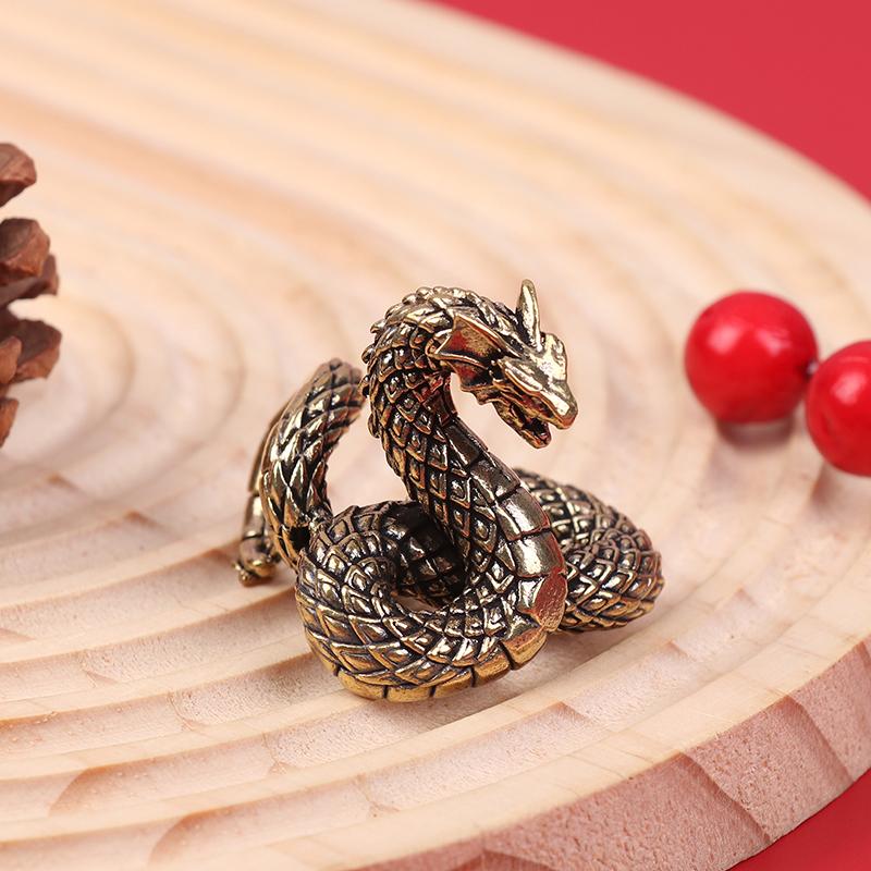 1Pc Antique Bronze Mini Snake Statue Miniature Figurines Zodiac Animal Interior Desk Decorations Tea Pets Ornaments Brass Crafts