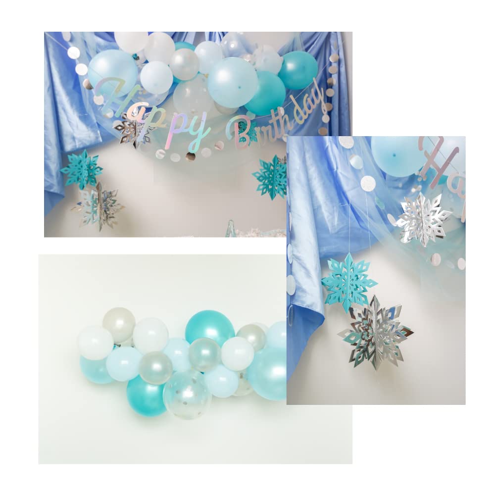 Hanamei Birthday Decoration Set Theme Balloon Garland Balloons Girls Birthday Decorations Set Party Kit Balloons (Snow Princess)