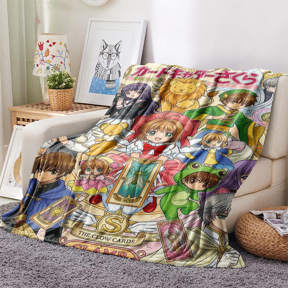 Cardcaptor Sakura charactersPrint Flannel Blanket, High quality Comfortable for All Seasons, Home Decor, Warmth and Comfort
