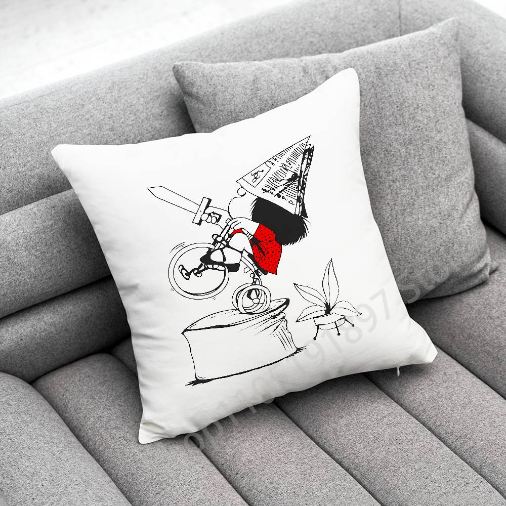 Cute M-Mafalda Girl Comic Throw Pillow Case For 45x45cm 40x40cm 55x55cm 50x50cm 30x30cm Square Car Pillowcase Shell