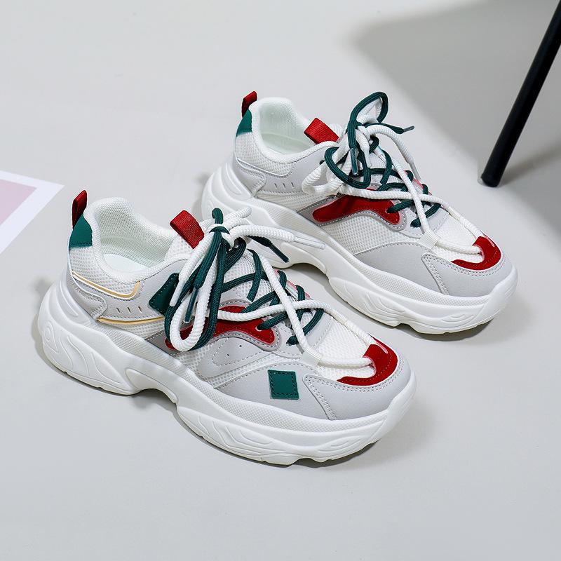 Женские кроссовки на платформе, нескользящая повседневная обувь из дышащей сетки, удобные кроссовки для бега на массивной шнуровке, спортивная обувь для тенниса для женщин