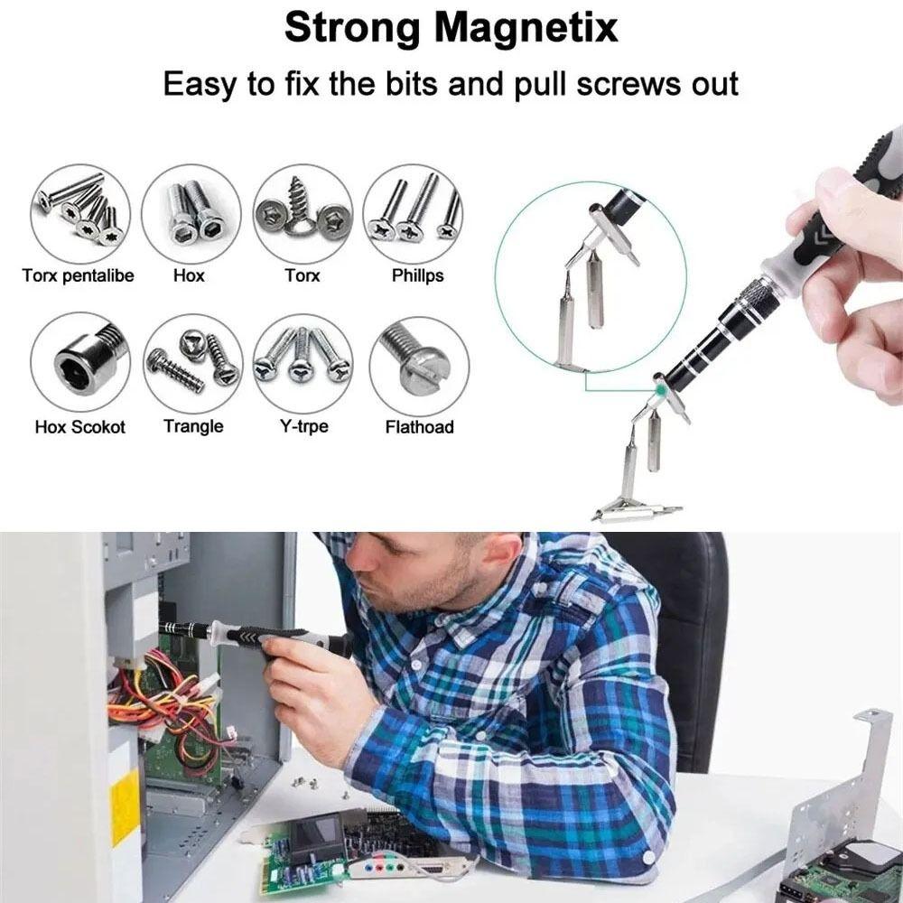 Магнитная отвертка с несколькими битами в чехле для ноутбука, набор отверток для ноутбука, телефона, компьютера