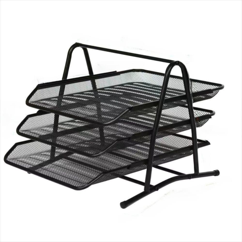 Wire Mesh Desktop Data Tray Metal Desk File Organize Stable Base Desktop Document Rack  Menu