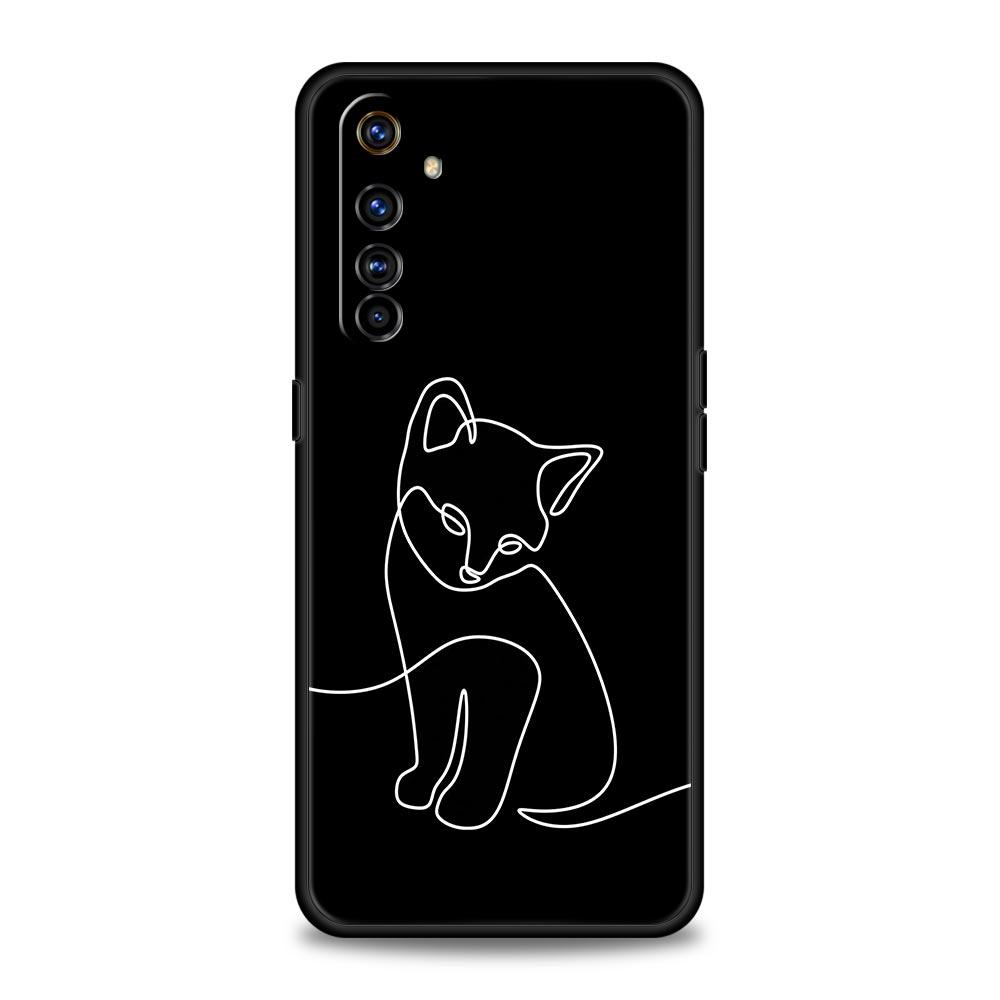 Чехол для телефона Cat Line Black Cats для Realme 12 11 10 9 8 5G 7 6 GT5 GT3 GT2 Pro Plus C21 C11 C25 C35 Для GT Neo 2 3 3T 5
