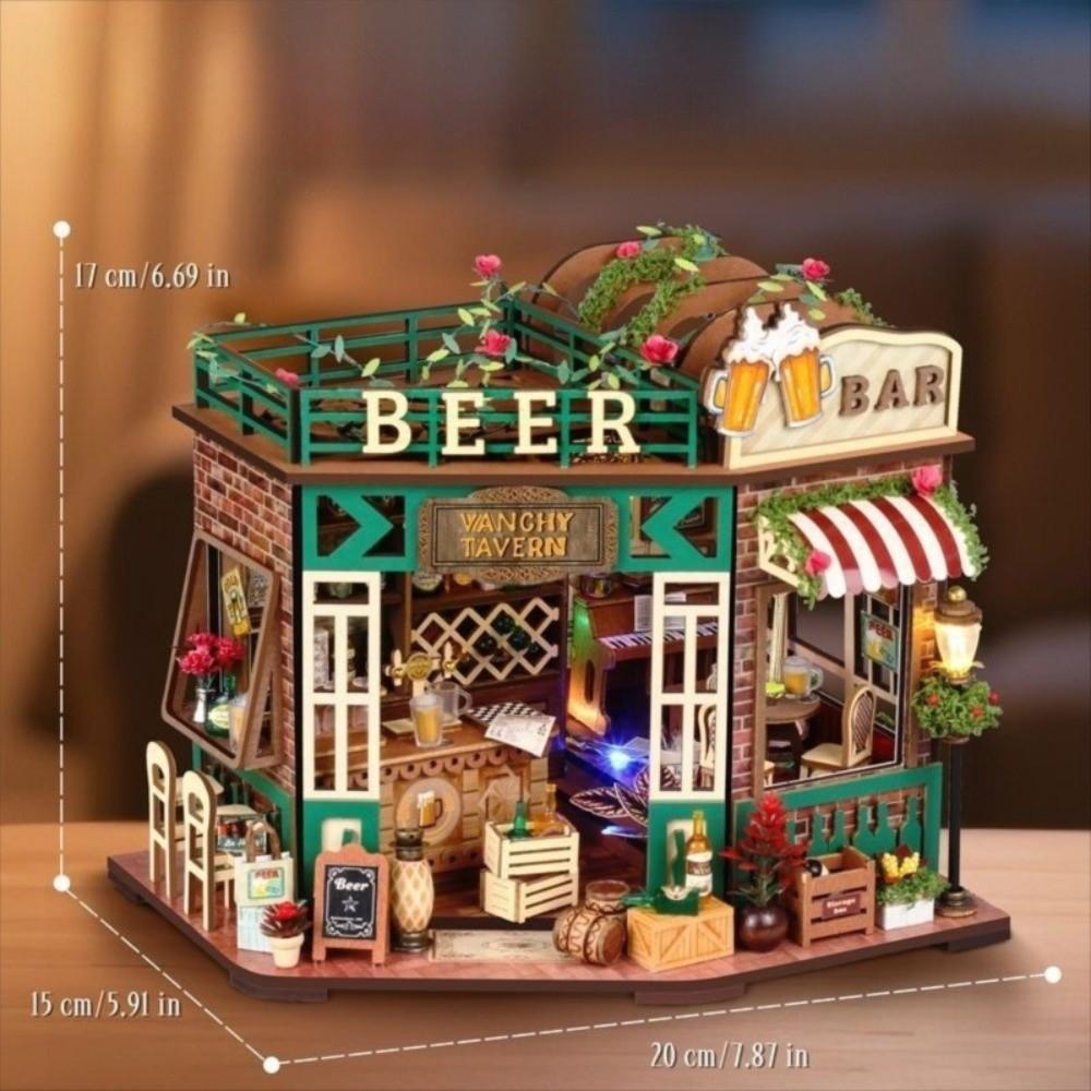 Assembly Required 3D Bookend Model Wooden Miniature Dollhouse Kit  For Bookshelf Decoration