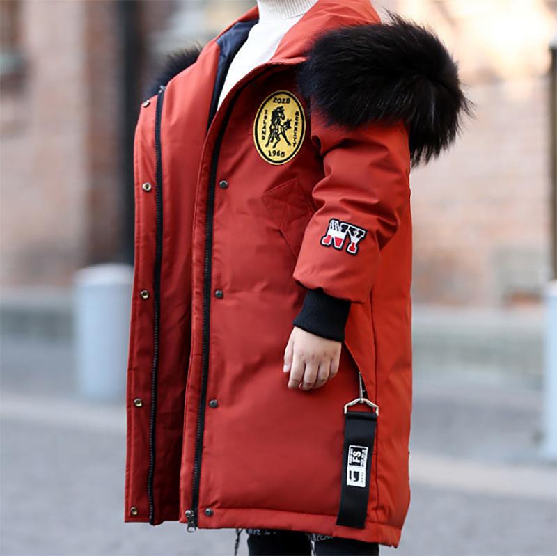 Детская хлопковая куртка для мальчика, зимнее пальто средней длины, бархатное утолщение