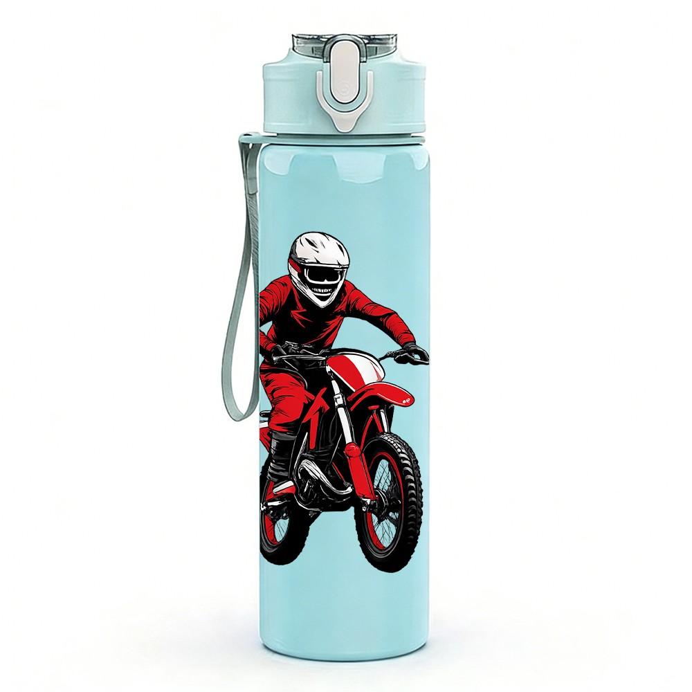 1PC Mountain Biker Silhouette 750ml Color Plastic Sports Water Bottle Leakproof Flip Straw Lid Suitable for Sports Office Home Use
