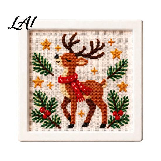 Christmas Stocking Embroidery DIY Needlepoint Kit Santa Snowman Stitch Holiday Cross Elk Patterns Theme Beginners Needlework Craft Kit for