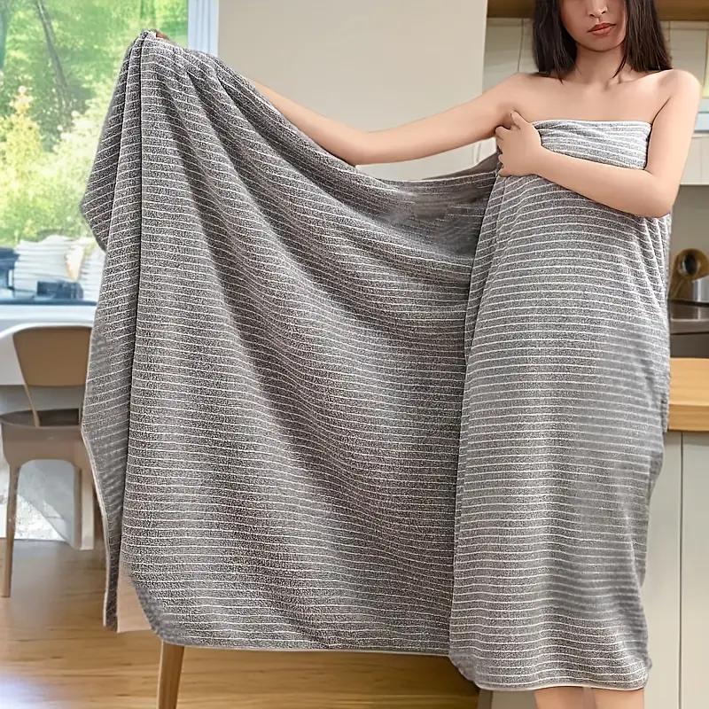 Очень большие банные полотенца 105x200см - Супервпитывающая быстросохнущая микрофибра с современным полосатым дизайном для спа, спортзала, ванной комнаты, пляжа и путешествий