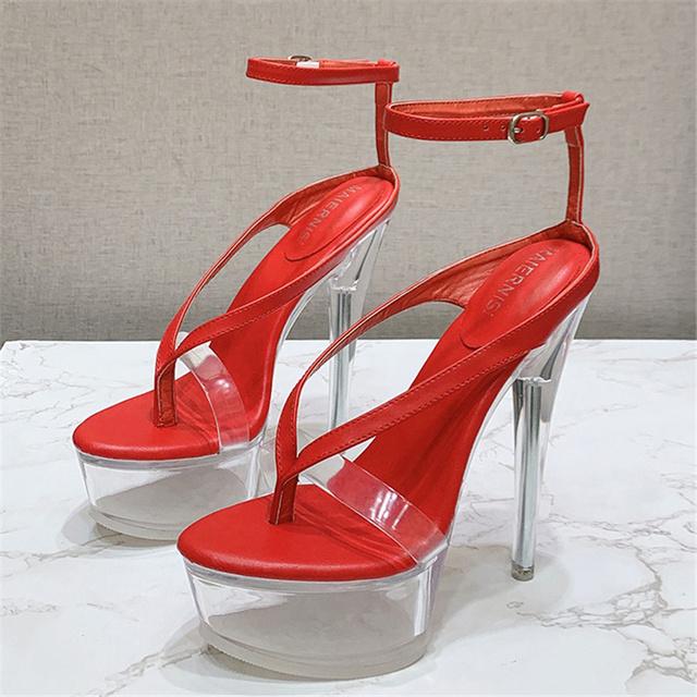 Женские туфли на высоком каблуке 14 см, фетиш-сандалии на платформе 4 см, женские стриптизерши, шлепанцы для подиума, прозрачные туфли для ночного клуба