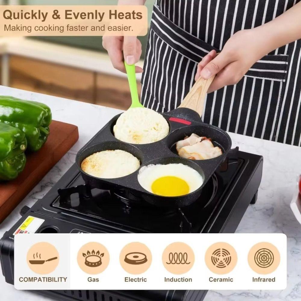 Anti Scalding Four-hole Frying Pan Rapid Heating Fried Egg Pan Cookware Egg Pancake Pan Household