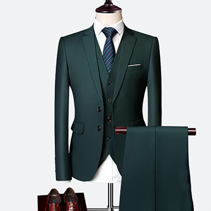 Black Grey Blue Wedding Suits Men Elegant Blazers Set Three Pieces Luxury Business Formal Vest Pants Full Coats Jackets