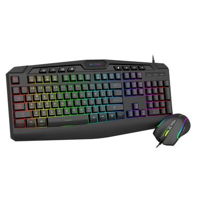 Игровая клавиатура и мышь RGB USB Прочная английская клавиатура Мышь 3200DPI Регулируемая оптическая для работы от e-Element Набор, Подсветка, Проводная, Дизайн,