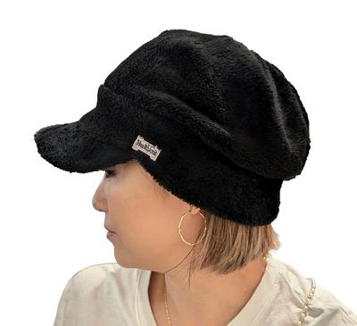 Health Knit Боа Расслабленная и Стильная Свободная Шапка 80, Пушистая, Теплая, (JP, Алфавит, Размер, Черный)