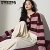 Long-sleeve Striped Soft Waxy Knit Sweater Femininity Thick Short Cardigan Coat Coat Autumn and Winter