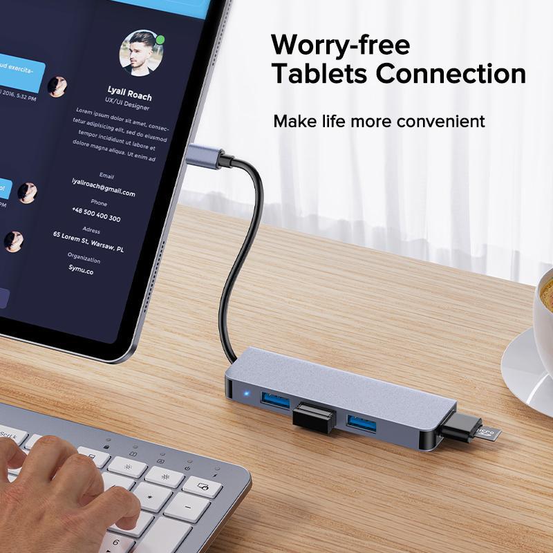 VAORLO USB C HUB 4 в 1, адаптер-док-станция типа C к USB 3.0 для Macbook Pro iPad Air HUAWEI Mate 40 30, разветвитель USB-C 3.1, порт OTG HUB