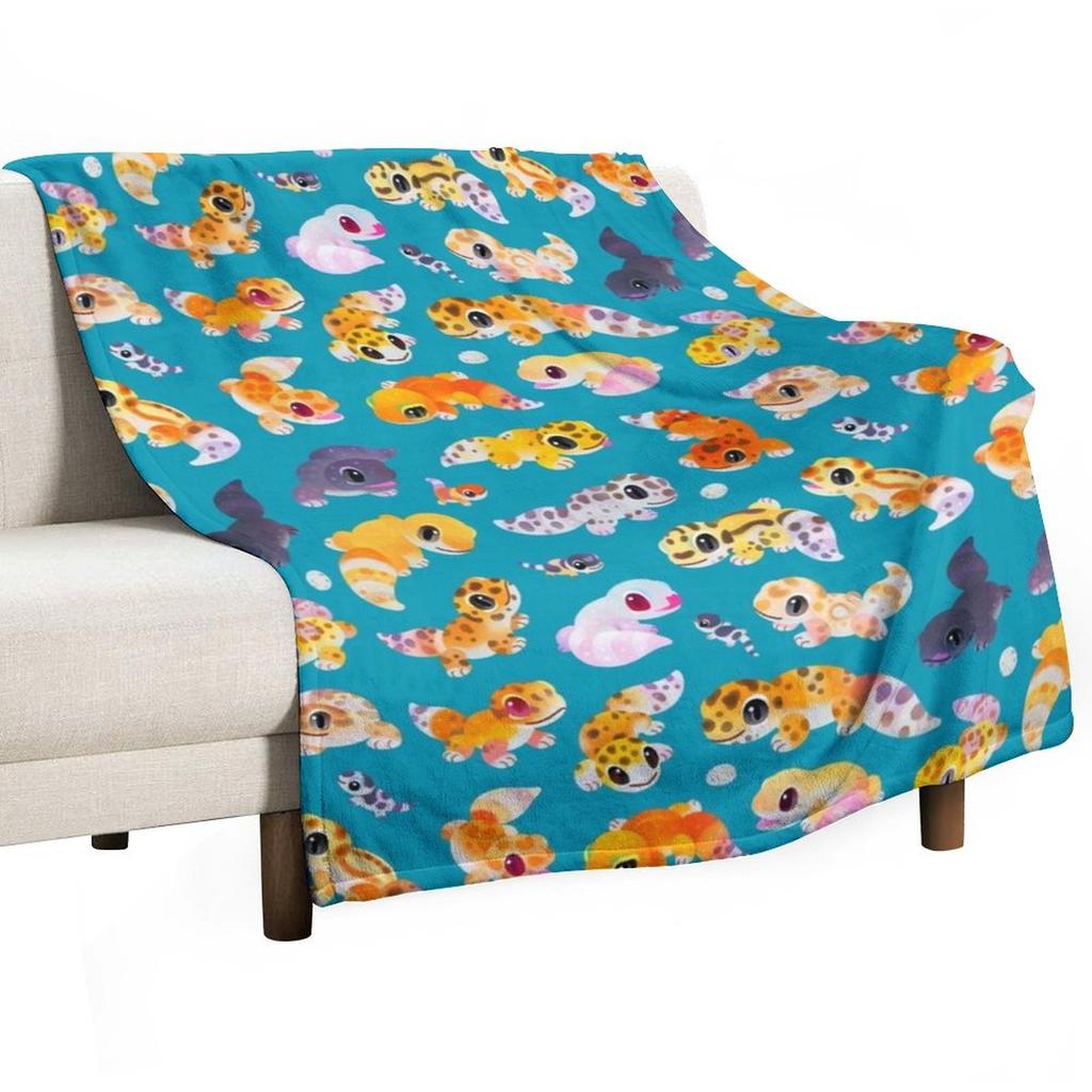 Leopard gecko - green Throw Blanket wednesday Decorative Sofa Decorative Beds Sofa Quilt Blankets