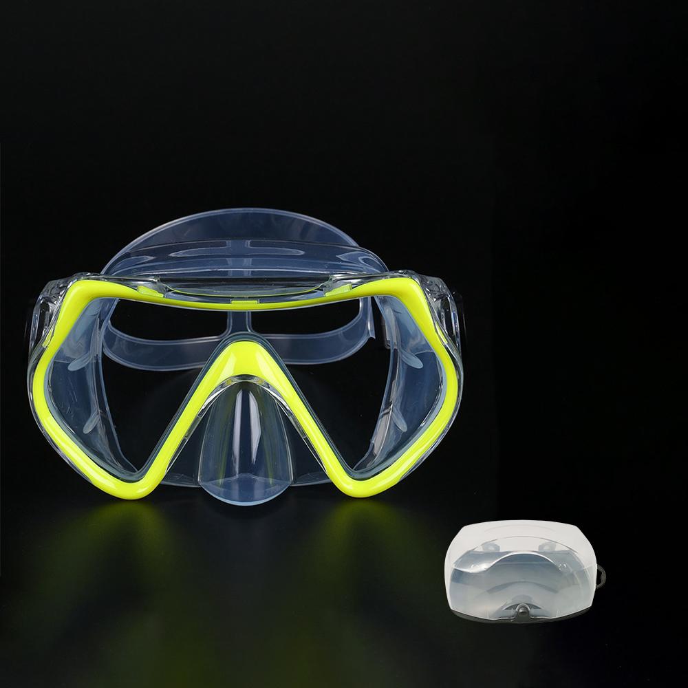 Маска для дайвинга, очки для плавания, подводная трубка, силиконовая юбка, панорамное HD из закаленного стекла, противотуманное покрытие для взрослых и молодежи, с крышкой для носа