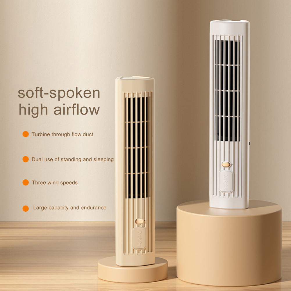Безлопастной башенный вентилятор 1200 мАч Портативный настольный вентилятор Настольный вентилятор Мини вертикальный кондиционер Перезаряжаемый через USB для дома общежития
