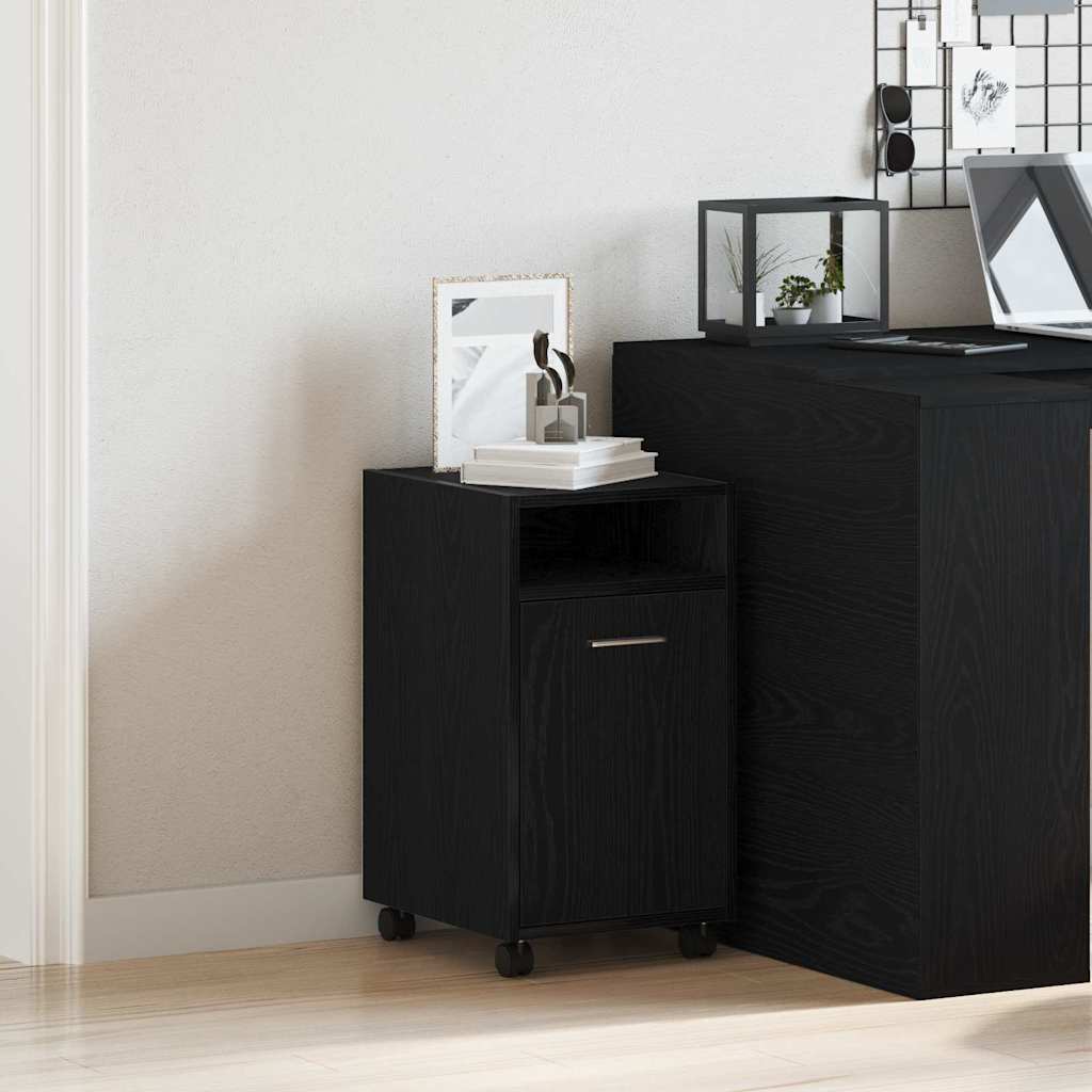 Mobile Side Cabinet in Black Oak Look 33 x 38 x 60 cm