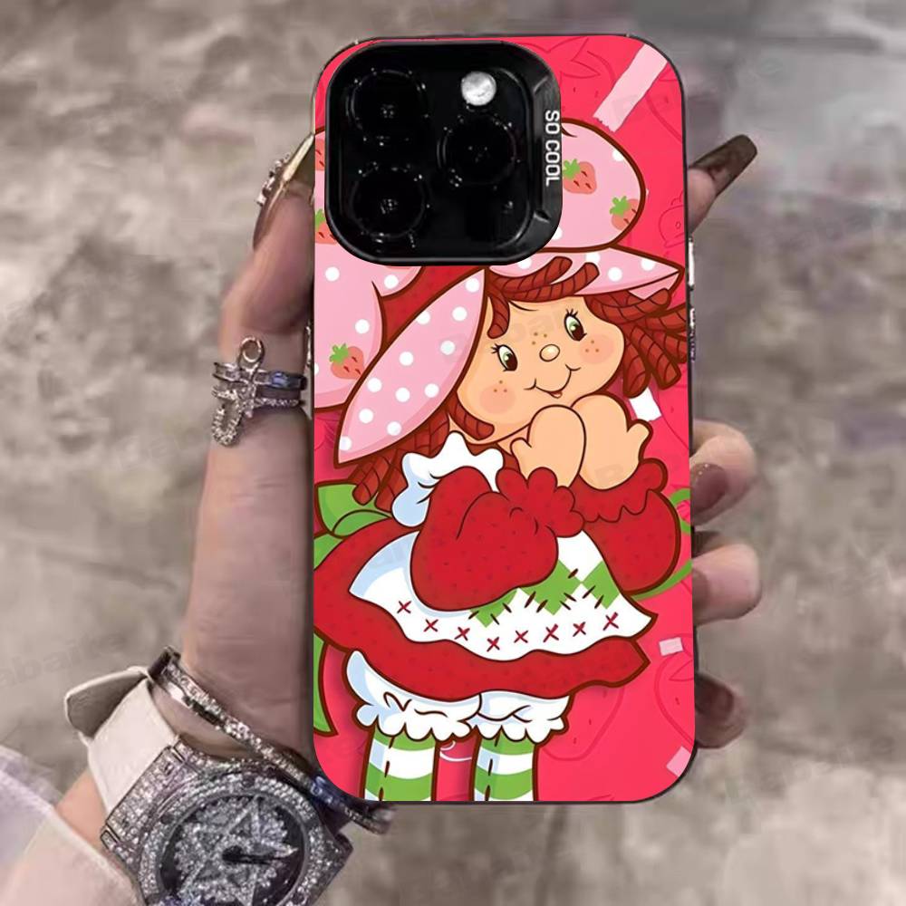 Анимированный чехол для телефона S-Клубничный S-Шорткейк Для IPhone 17 16 15 14 11 12 13 Pro Max Plus Pro Цветной Серебряный Чехол