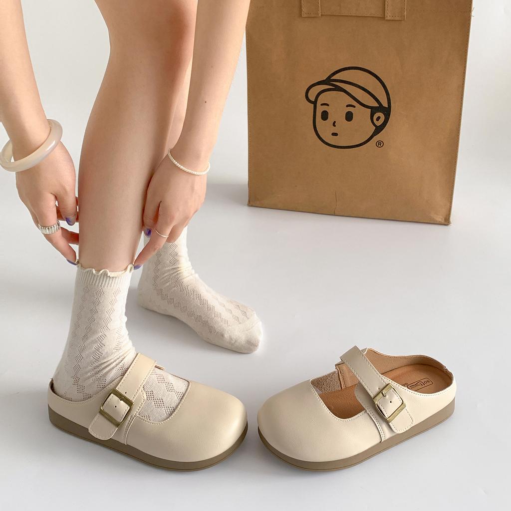 White Retro Bag Head Inner Height-increasing Slippers Women's Summer Outer Wear 2025 New Non-slip Light Mouth French Cool Slippers