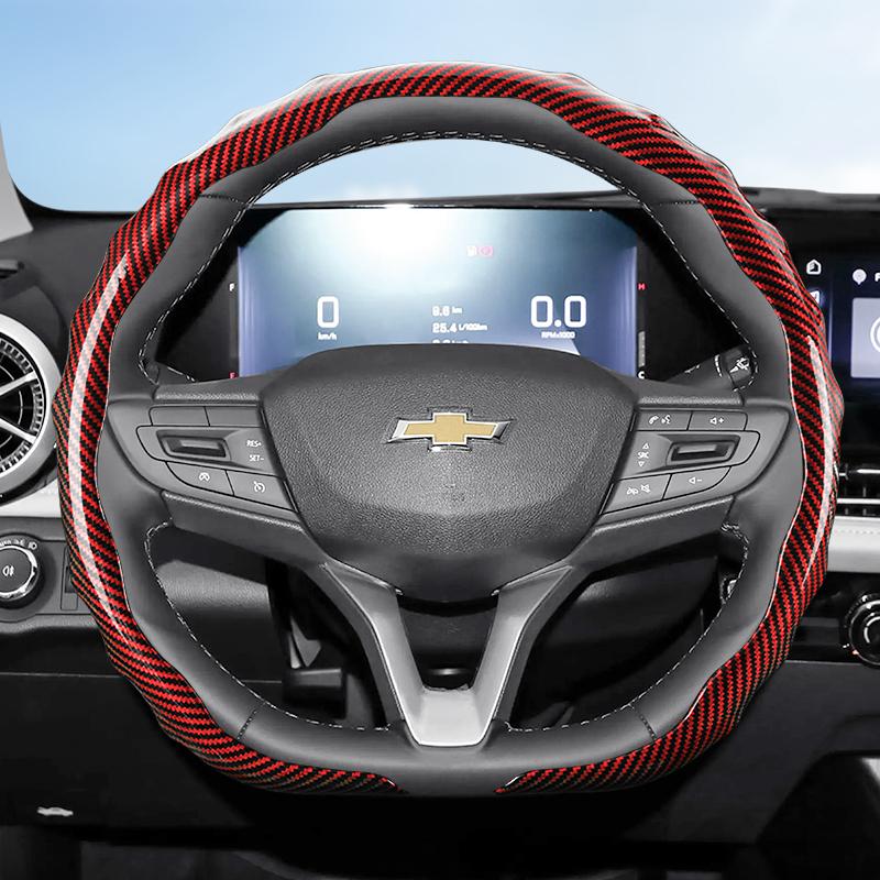 Подходит для Chevrolet Накладка на руль с текстурой под карбон, защелкивающаяся, волнообразной формы, спортивный дизайн, Silverado, Malibu, Equinox, Traverse, Camaro, Corvette