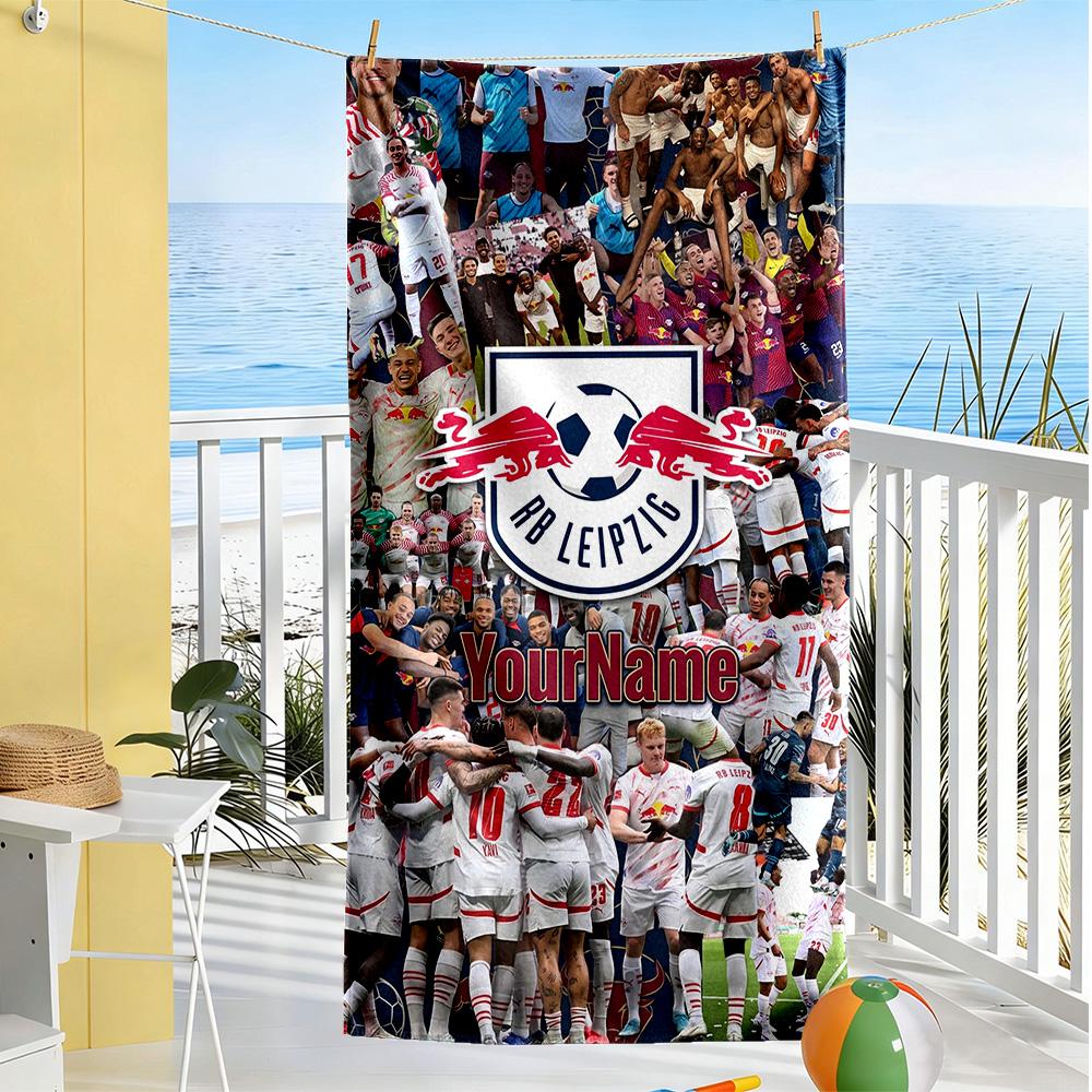 Rb Leipzig Customized Name Beach Towel Super Soft Microfiber Quickdry Fabric
