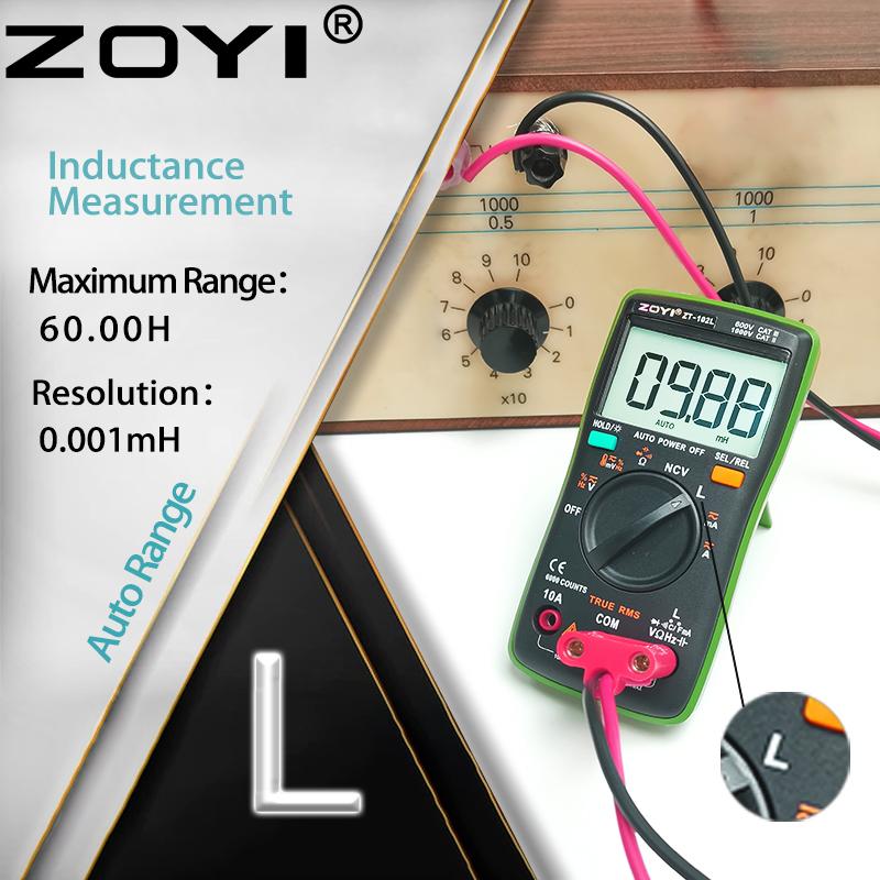 ZOYI ZT-102L automatic range inductance multimeter Compact high-precision anti-burn multimeter 60H