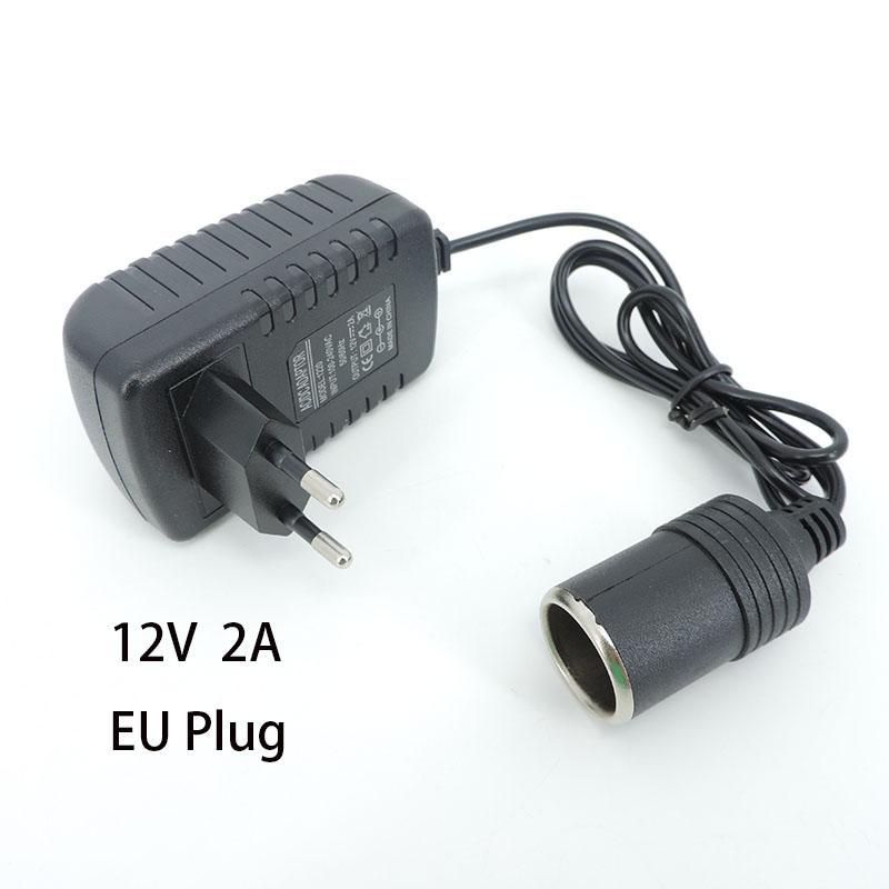 AC 220V To DC 12V 0.5a 1a 2a Car Lighter Adapter EU Plug Auto Accessories Converter Interior Parts Black