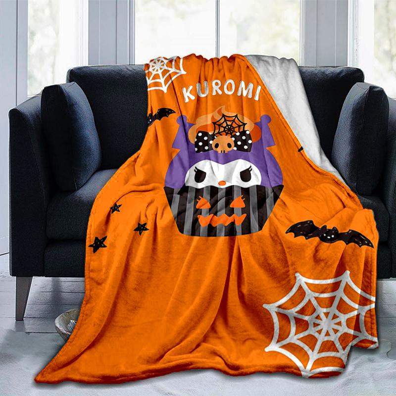 1pc Halloween Kuromi Cartoon Blanket, Seasonal Home Decor Gift for Fans, Soft Throw Blanket for Couch, Living Room, Travel, Camping, Car Blankets, Bea