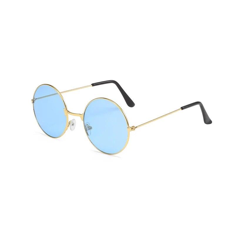 Ретро маленькие круглые солнцезащитные очки в стиле хиппи, модные круглые солнцезащитные очки в металлической оправе, очки для дискотек, яркие цвета, линзы для женщин и мужчин