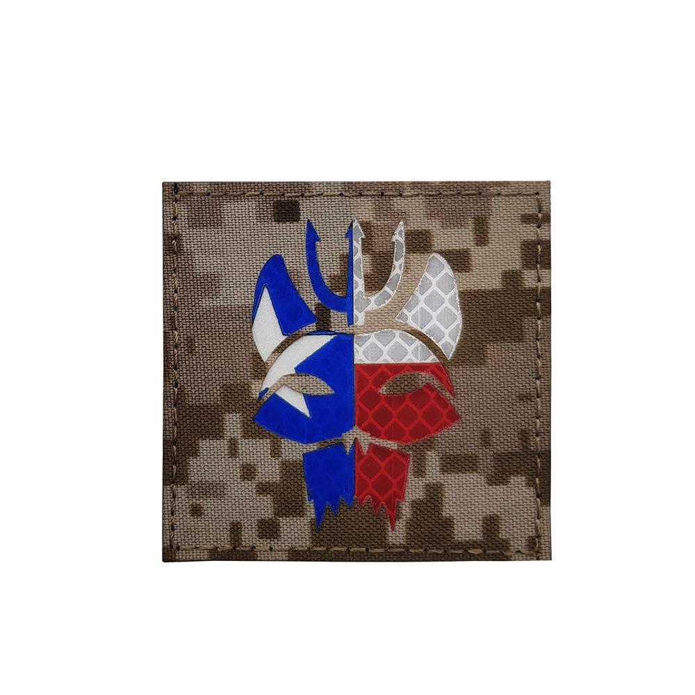 Trident Cat Head Reflective Camouflage Velcro Patch – Stylish Outdoor Backpack/Arm Badge