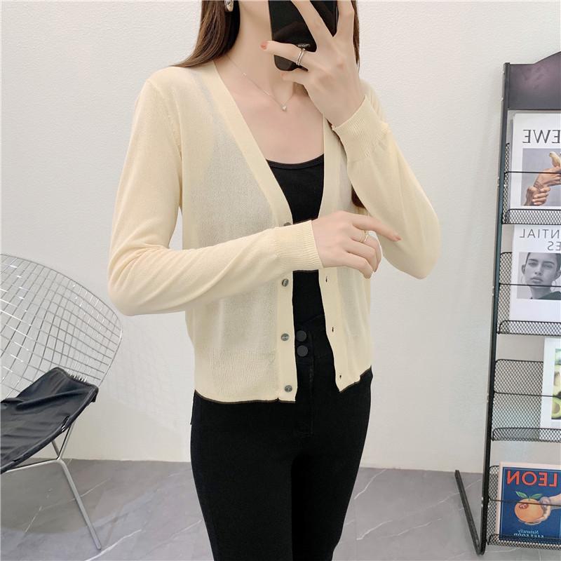 Летний кардиган из легкого трикотажа «Ледяной шелк» - Белый, Приталенный, Защита от солнца с длинными рукавами