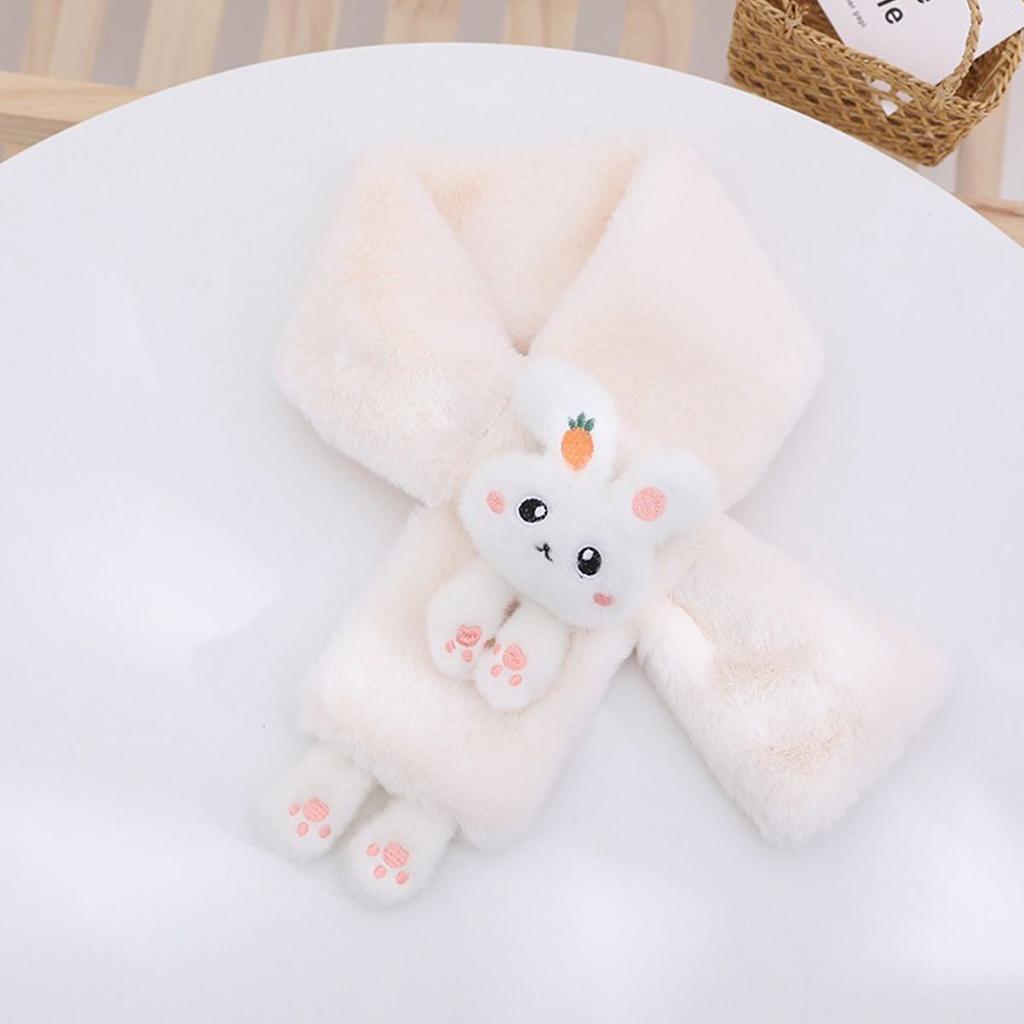 Зимние шарфы для мальчиков и девочек, толстый плюшевый детский шарф с крестиком, детский нагрудник, милый мультяшный кролик, искусственный мех, защита шеи, теплая шаль