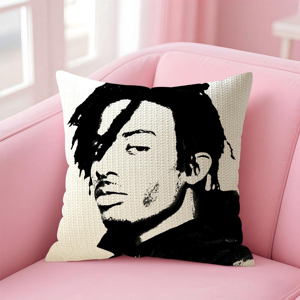 PPlayboi CartiI Rapper Cushion Cover Natural Linen Pillow Case DoubleSided Print Decorative Sofa Pillowcase Home Decor Gift