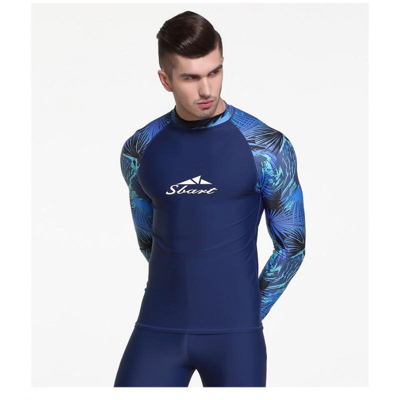 Mens Quick-Dry Rash Guard Long Sleeve UV Protection Swim Shirt Snorkeling Diving Water Sports