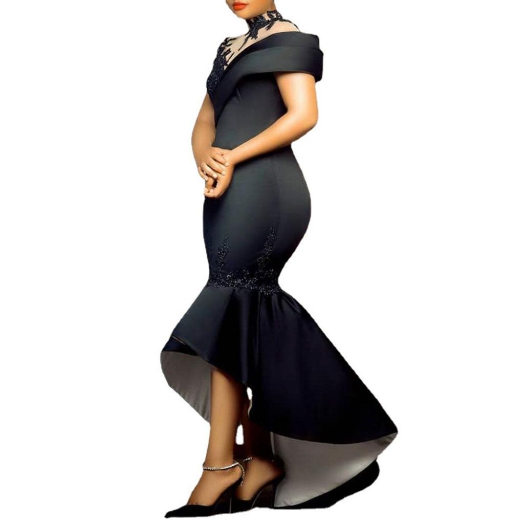 New Women's Long Dress European American Fashion Sexy Bodycon Mermaid Formal Evening Gown Black Party Maxi Dress