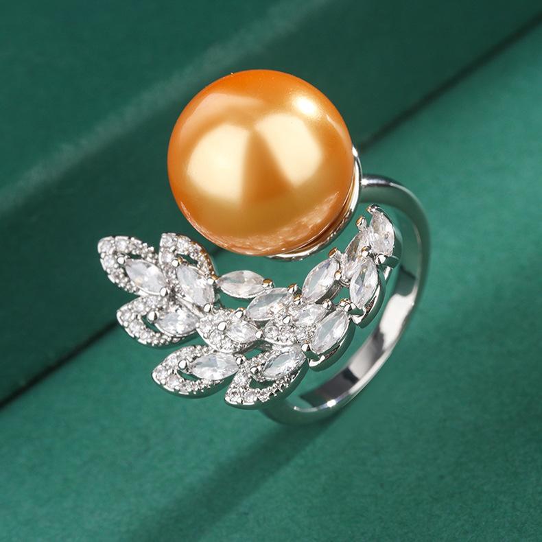 Новый продукт взрыв изысканный темперамент жемчужное кольцо на указательный палец женское белое желтое серое инкрустированное бисером жемчужное кольцо