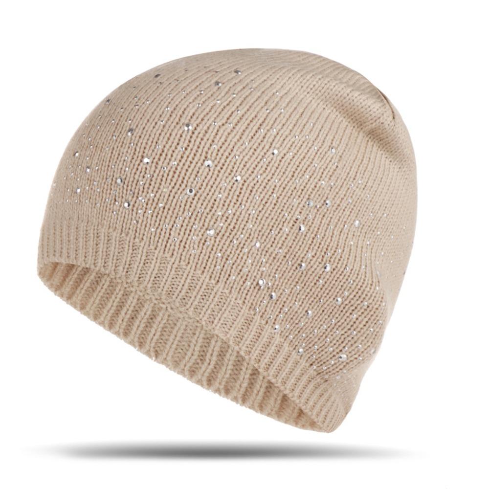 Rhinestone Decor Knitted Hat Stylish & Shiny Beanies Hat Casual Winter Fall Hat Outdoor Streetwear