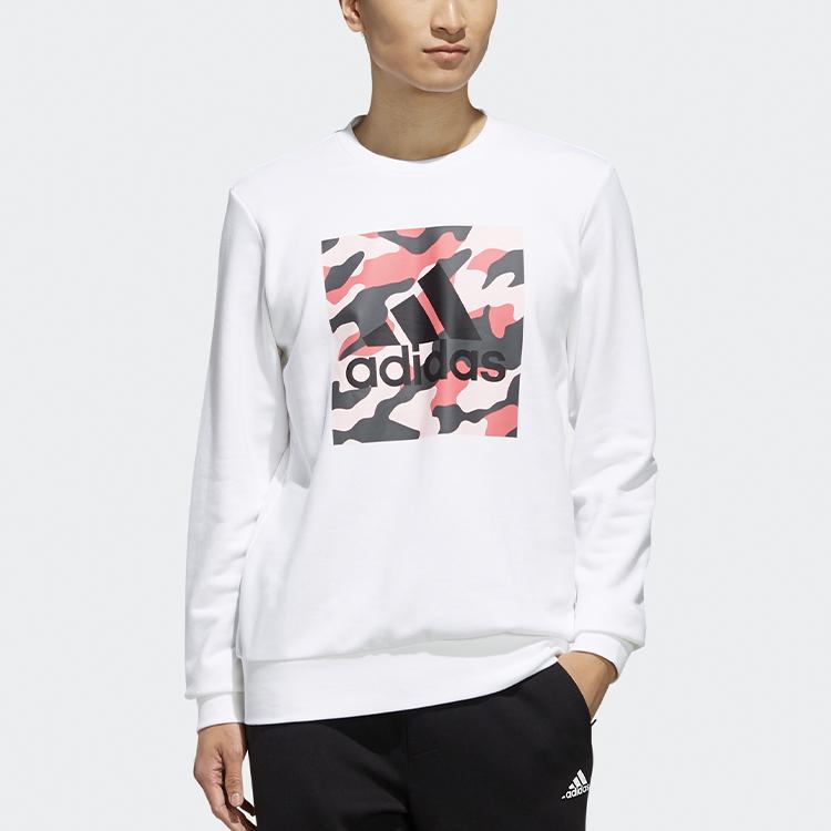 Adidas Камуфляжная толстовка свободного кроя с круглым вырезом и логотипом, мужская толстовка белого цвета FJ0223