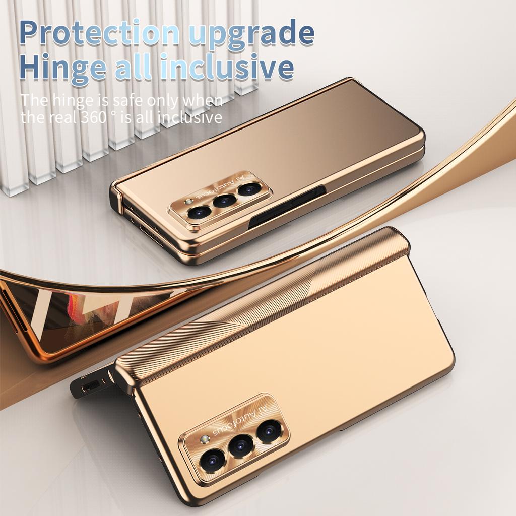 For Samsung Galaxy Z Fold 6 5 Case Hinge Fold 4 3 with S Pen Holder Magnetic Plating Armor Shockproof 360 Full Protector Cover