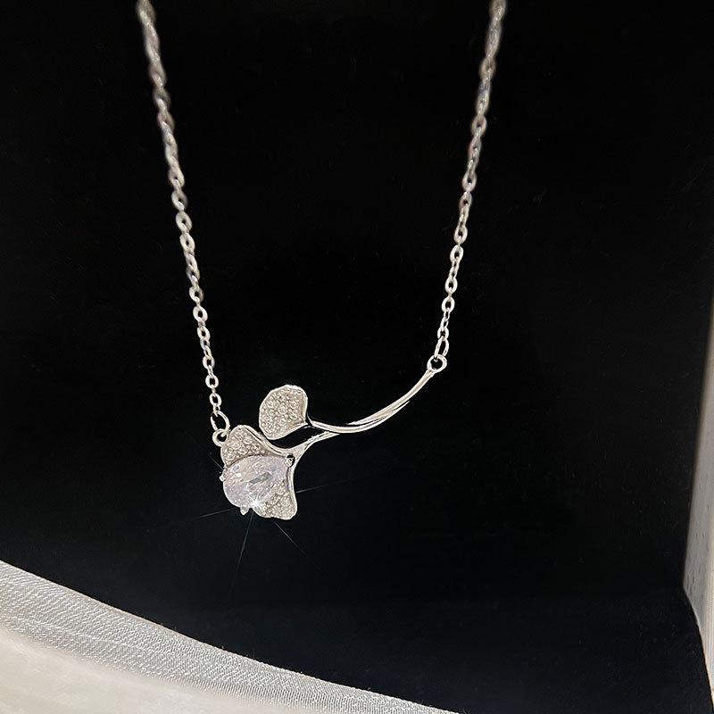 Sansheng Has Абрикос и Абрикосовый лист Ожерелье Циркон Абрикос Ключица Цепочка Лесная Серия Свежие Аксессуары