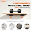Shelf Bracket, 8”L x 4”W x 1.6”H 6 Pcs, Heavy Duty Floating Shelf Brackets, Brackets for Shelves, 5mm Thick Matte Black L Shelf Bracket,Steel Shelving