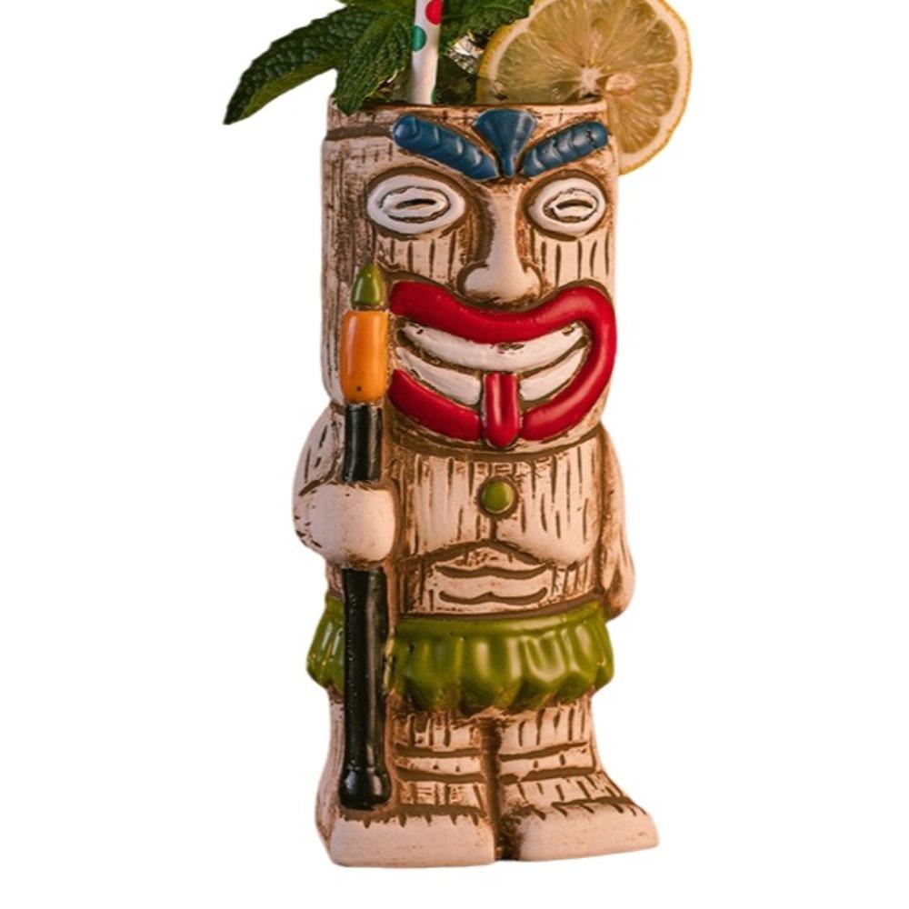 Ethnic Style Ceramic Tiki Mug Funny Beer Beverage Cup Creative Beach Theme Mug  Camp