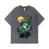 Стиранные футболки 275 г/м² 100% Хлопок My Hero Academia V21 Принт Унисекс Футболка из плотного хлопка