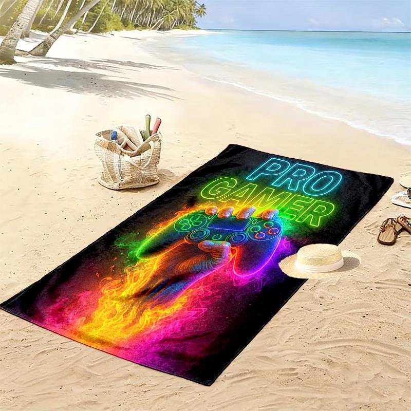 Gamepad Print Beach Towel, Large Soft Quick Dry Towel for Beach Camping Swimming