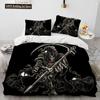3D Gothic Horror Skull Cartoon Comforter Bedding Set,Duvet Cover Bed Set Quilt Cover Pillowcase,King Queen Size Bedding Set Gift